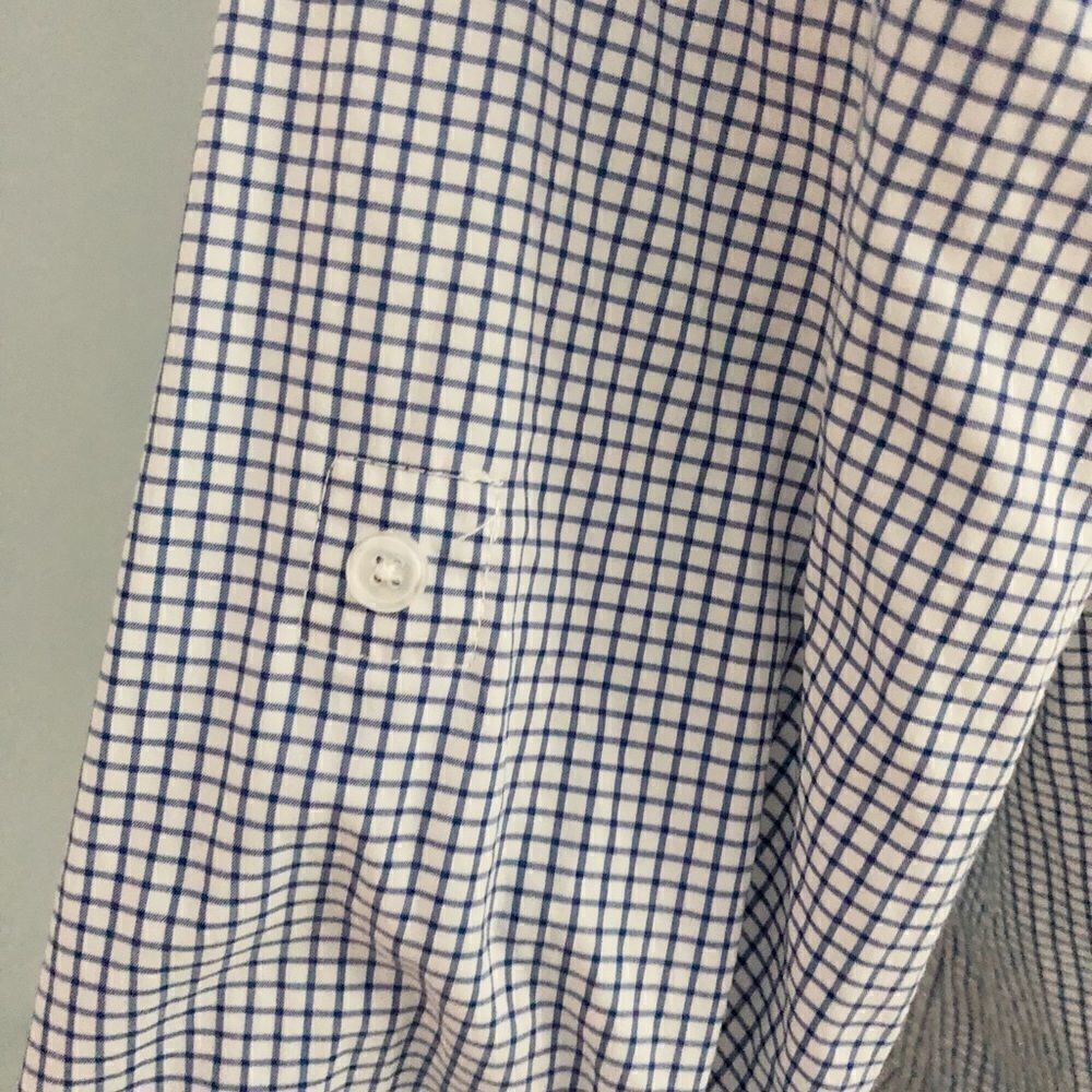 Calvin Klein Blue/White Check Button Down Petite L - Picture 4 of 6
